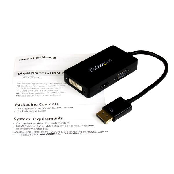   DisplayPort till VGA-, DVI- eller HDMI-konverterare StarTech.com DP2VGDVHD 0065030857208|065030857208|5054629478097 Videoka