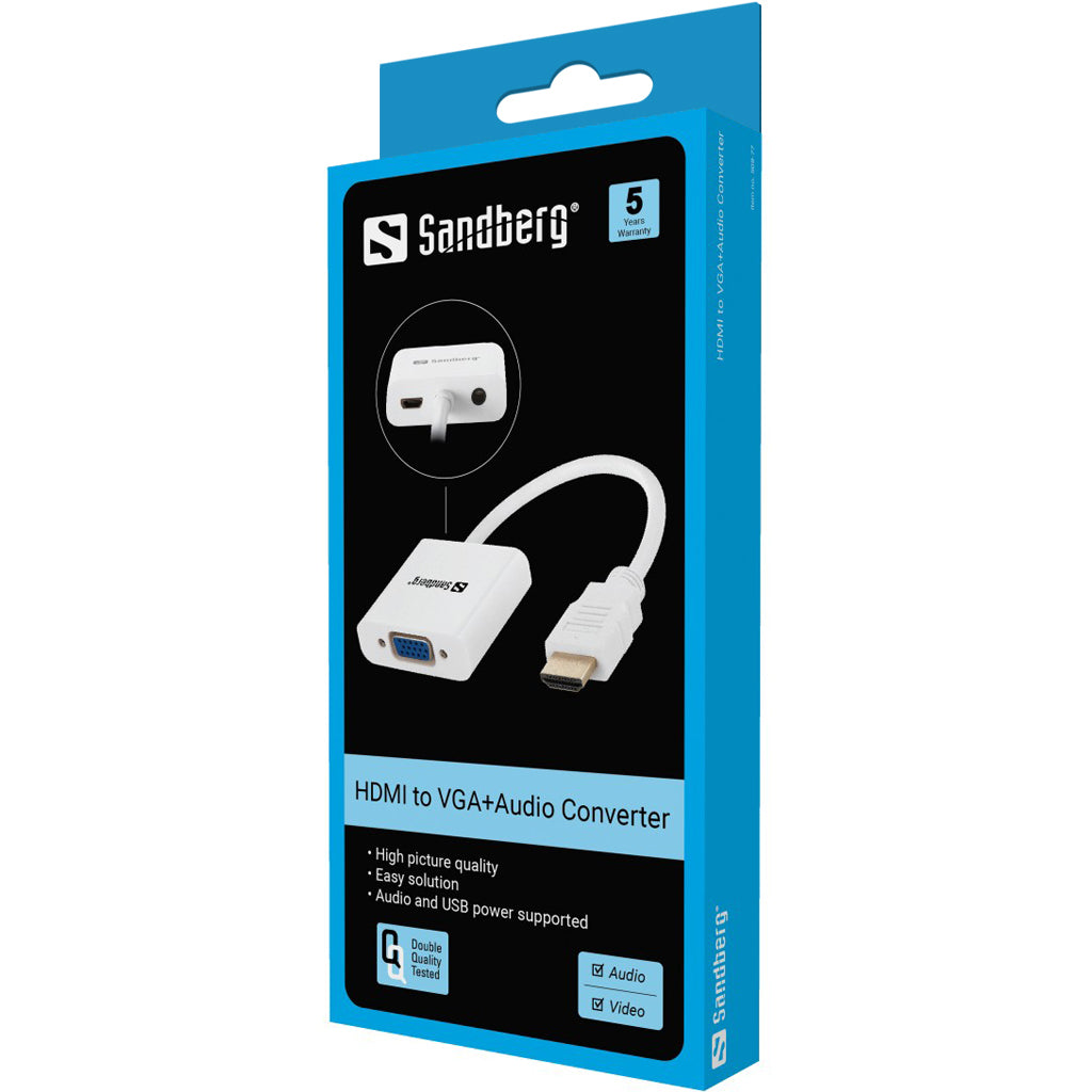  rg 508-77 5705730508776 Videokabeladaptrar   HDMI to VGA+Audio Converter www.electricalstuff.se ElectricalStuff.se   Sandber