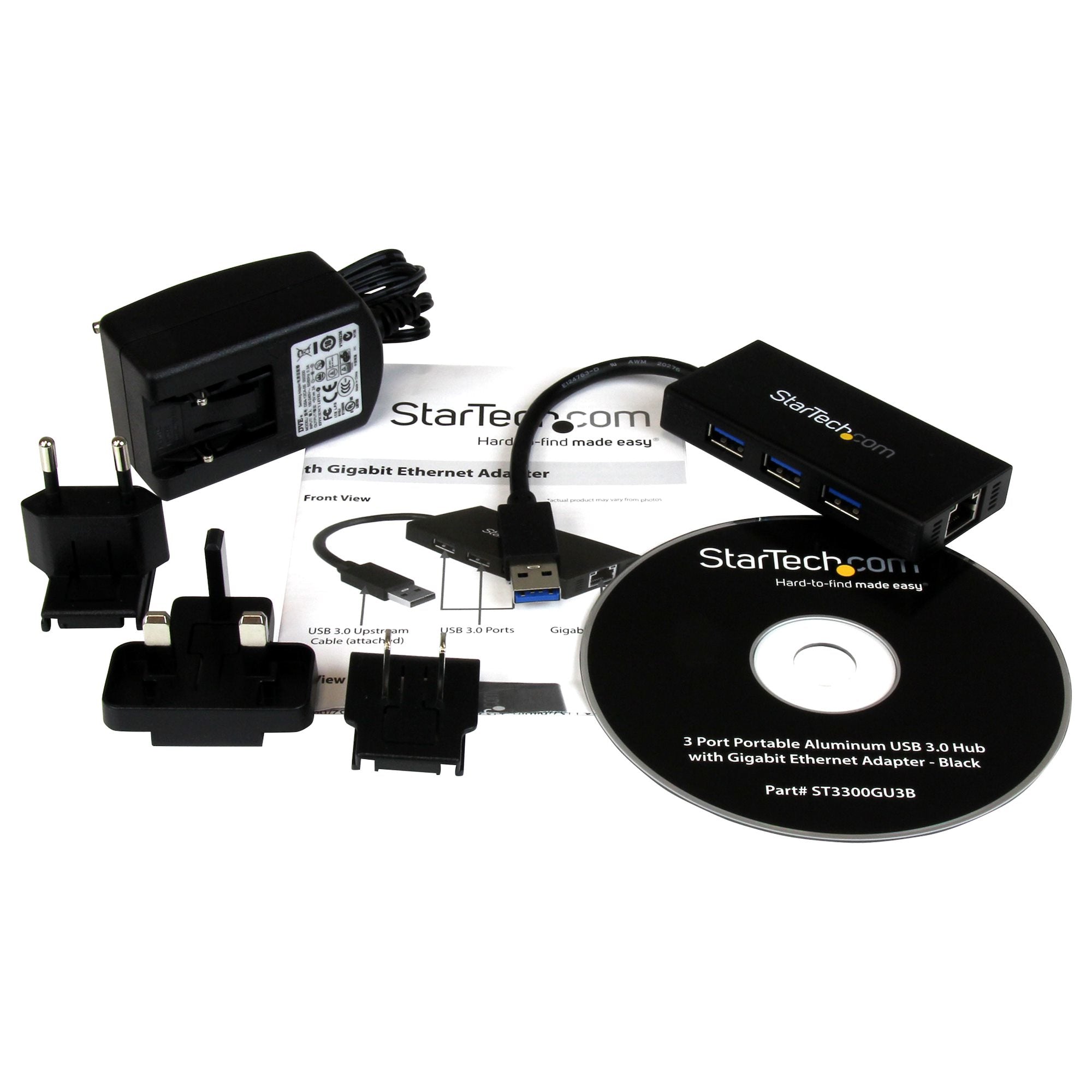  thernet - 5Gbps - aluminium med inbyggd kabel StarTech.com ST3300GU3B 0065030858304|065030858304|5054533672420|0650308583042