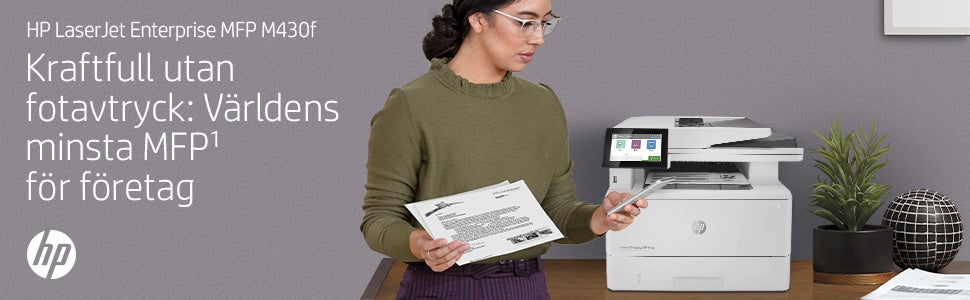  aserJet Enterprise MFP M430f, Svartvit, Skrivare för Företag, Skriv ut, kopiera, skanna, fax, 50-arks ADF; Dubbelsidig utskr
