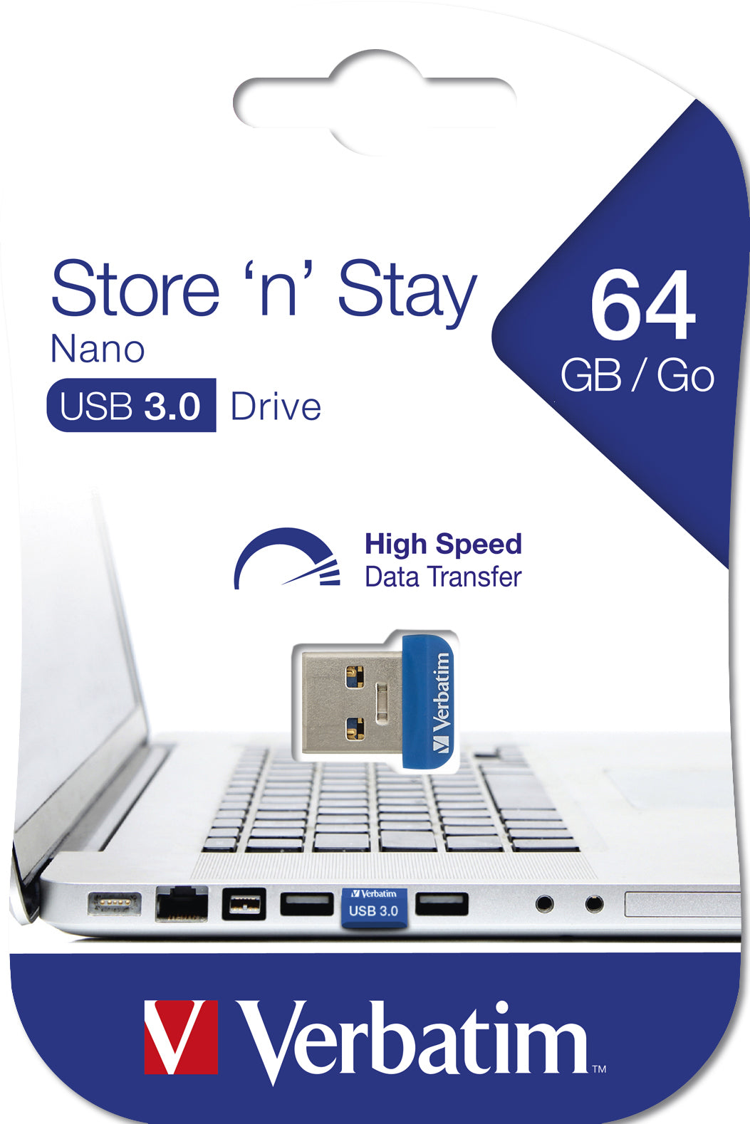  ricalstuff.se ElectricalStuff.se   Verbatim Store 'n' Stay Nano USB-sticka 64 GB USB Type-A 3.2 Gen 1 (3.1 Gen 1) Blå Verbat