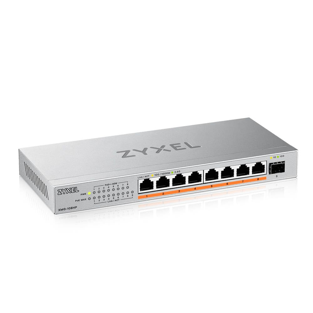  www.electricalstuff.se ElectricalStuff.se   Zyxel XMG-108HP Ohanterad 2.5G Ethernet (100/1000/2500) Strömförsörjning via Eth