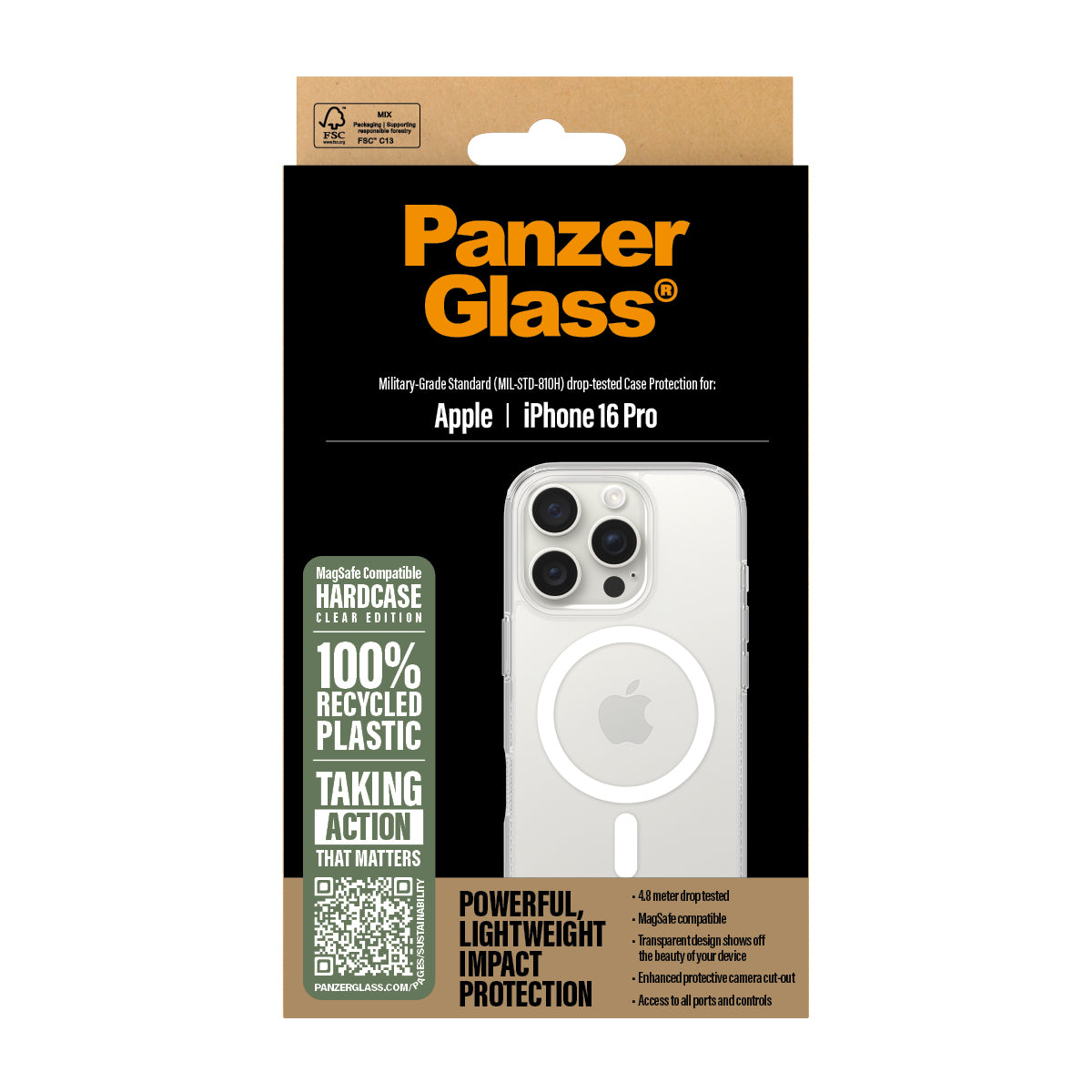  .se ElectricalStuff.se   PanzerGlass PG HardC White MagS iPhone 16Pro 6.3Inch mobiltelefonfodral Omslag Transparent PanzerGl