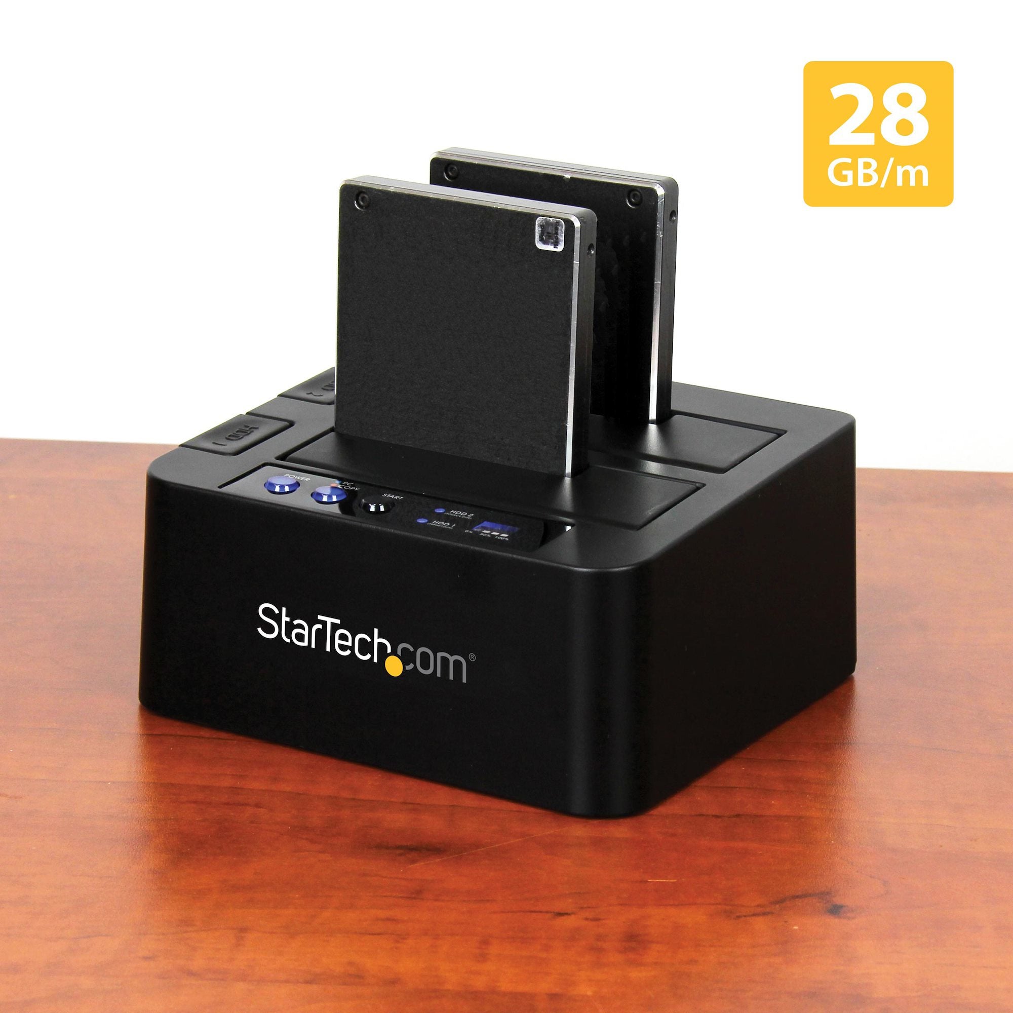  (10 Gbps) fristående dupliceringsdockningsstation för 2,5" &amp; 3,5" SATA SSD/HDD-enheter - med snabb duplicering på upp t