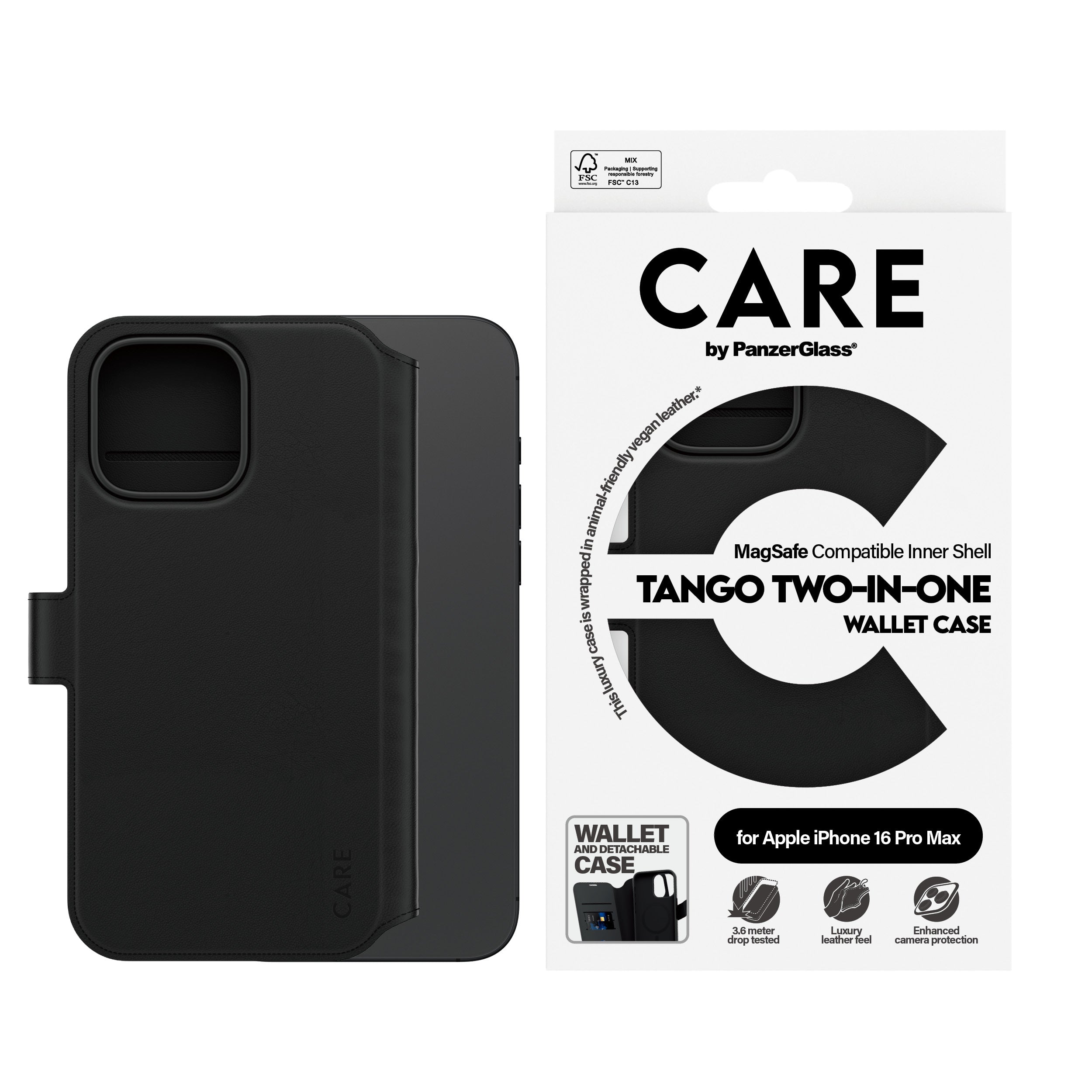  Transparent PanzerGlass 1332 5715685003943 Mobiltelefonfodral   CARE by PG Tango 2in1 wall iPhone16P 6.9 www.electricalstuff