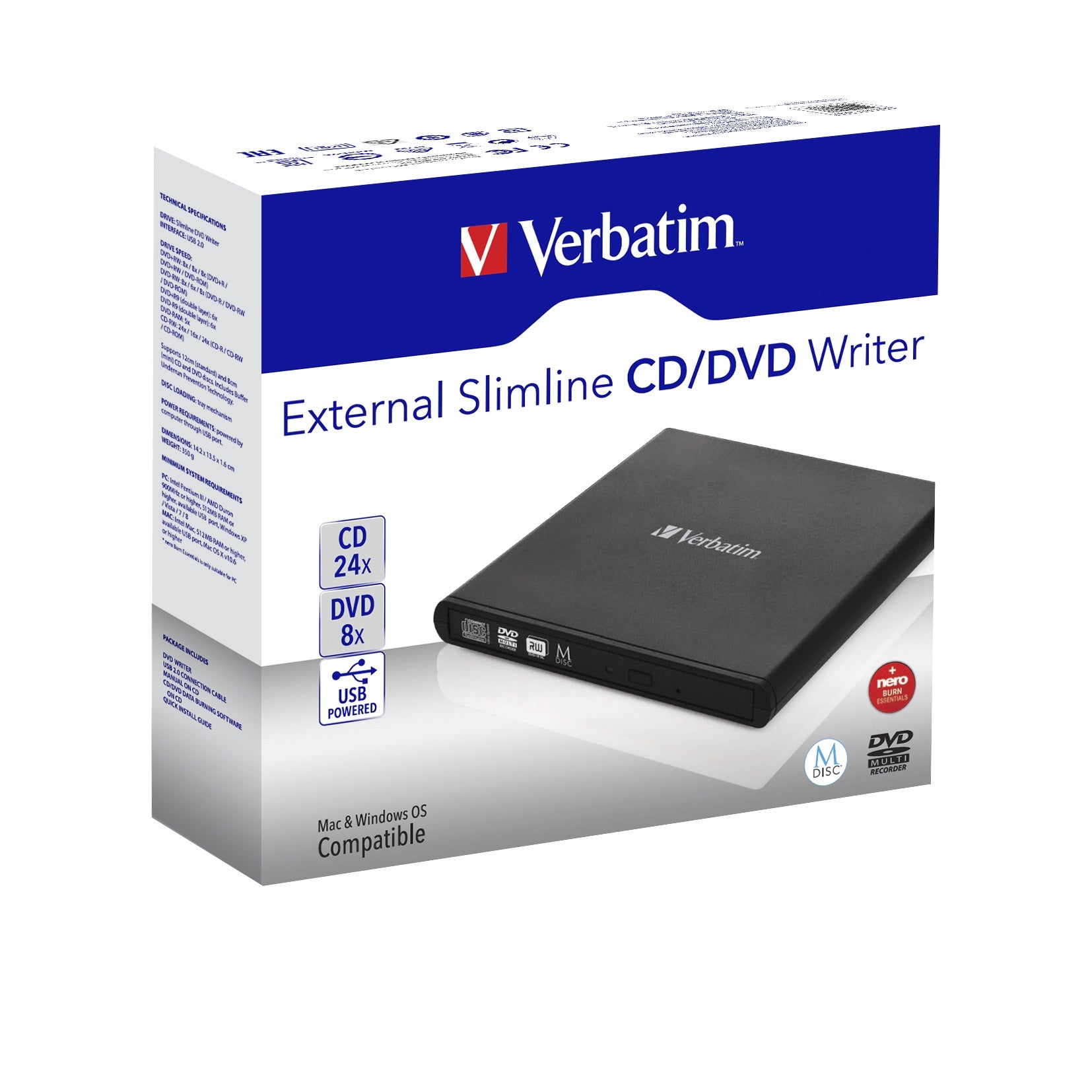  2989387|023942989387|4923143153371 Optiska Enheter   Slimline CD/DVD www.electricalstuff.se ElectricalStuff.se   Verbatim Sl