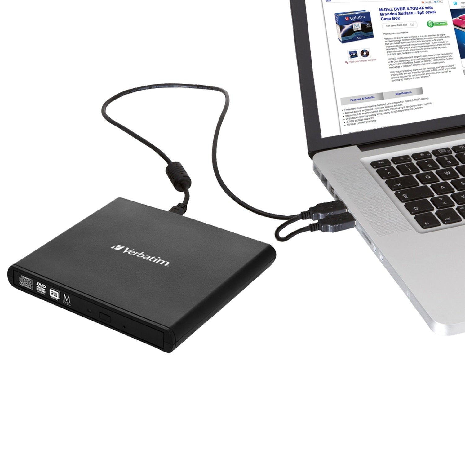  ne CD/DVD optiska enheter DVD-RW Svart Verbatim 98938 0023942989387|023942989387|4923143153371 Optiska Enheter   Slimline CD