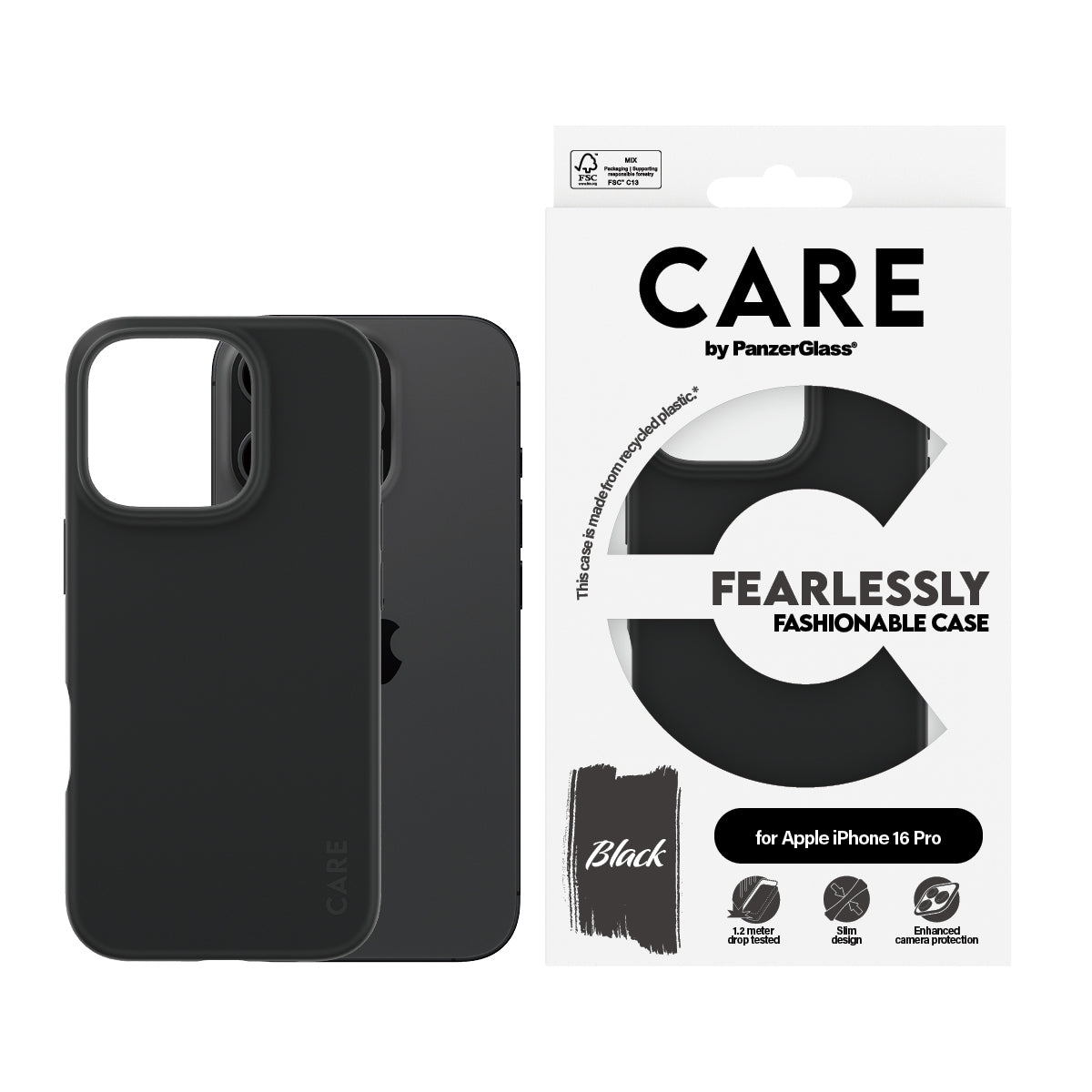  nt PanzerGlass 1394 5715685004605 Mobiltelefonfodral   CARE by PG BLK iPhone16 6.3 Pro www.electricalstuff.se ElectricalStuf