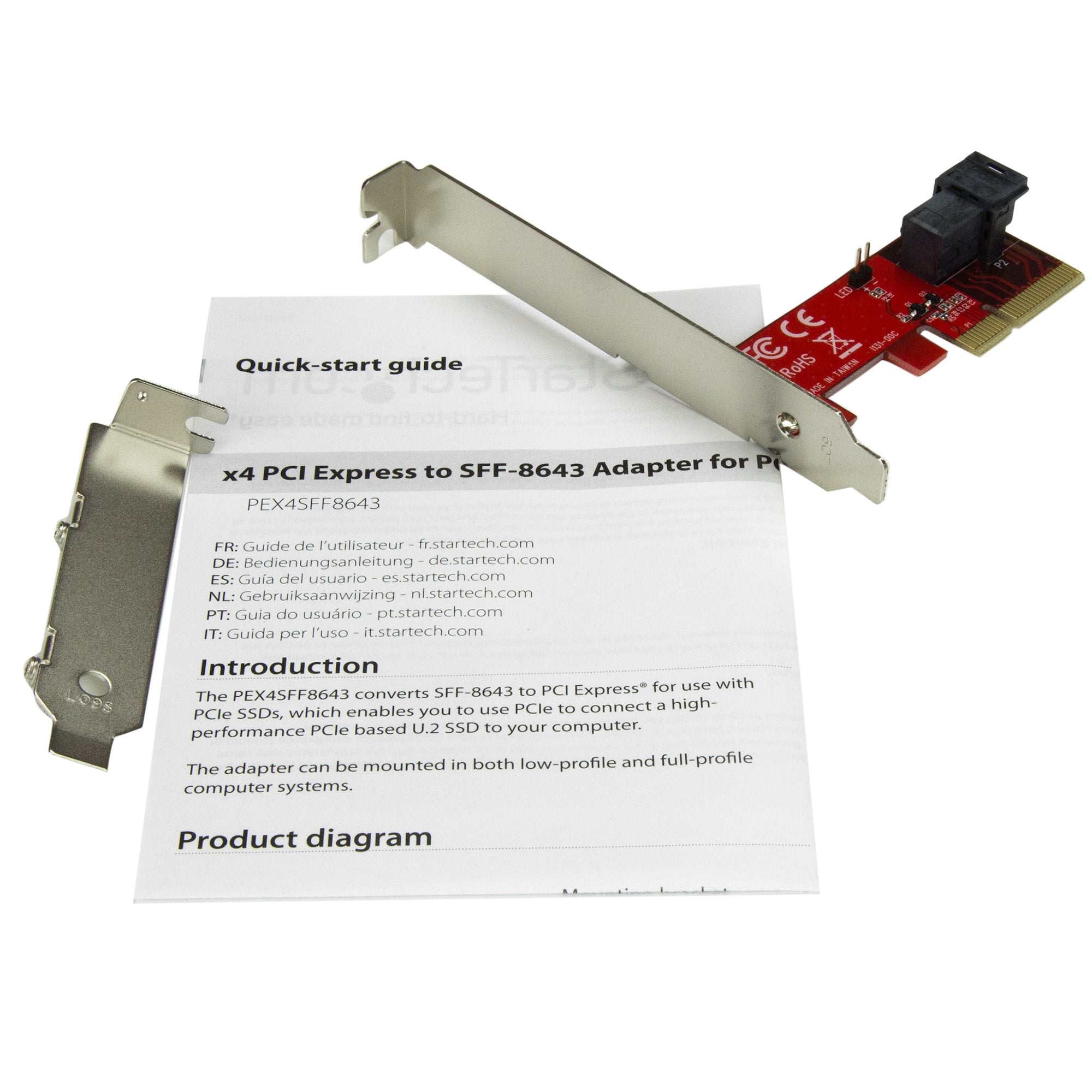  4SFF8643 0065030865050|065030865050 Nätverkskort/Adapters   x4 PCI Express till SFF-8643-adapter för PCIe NVMe U.2-SSD Lägg 