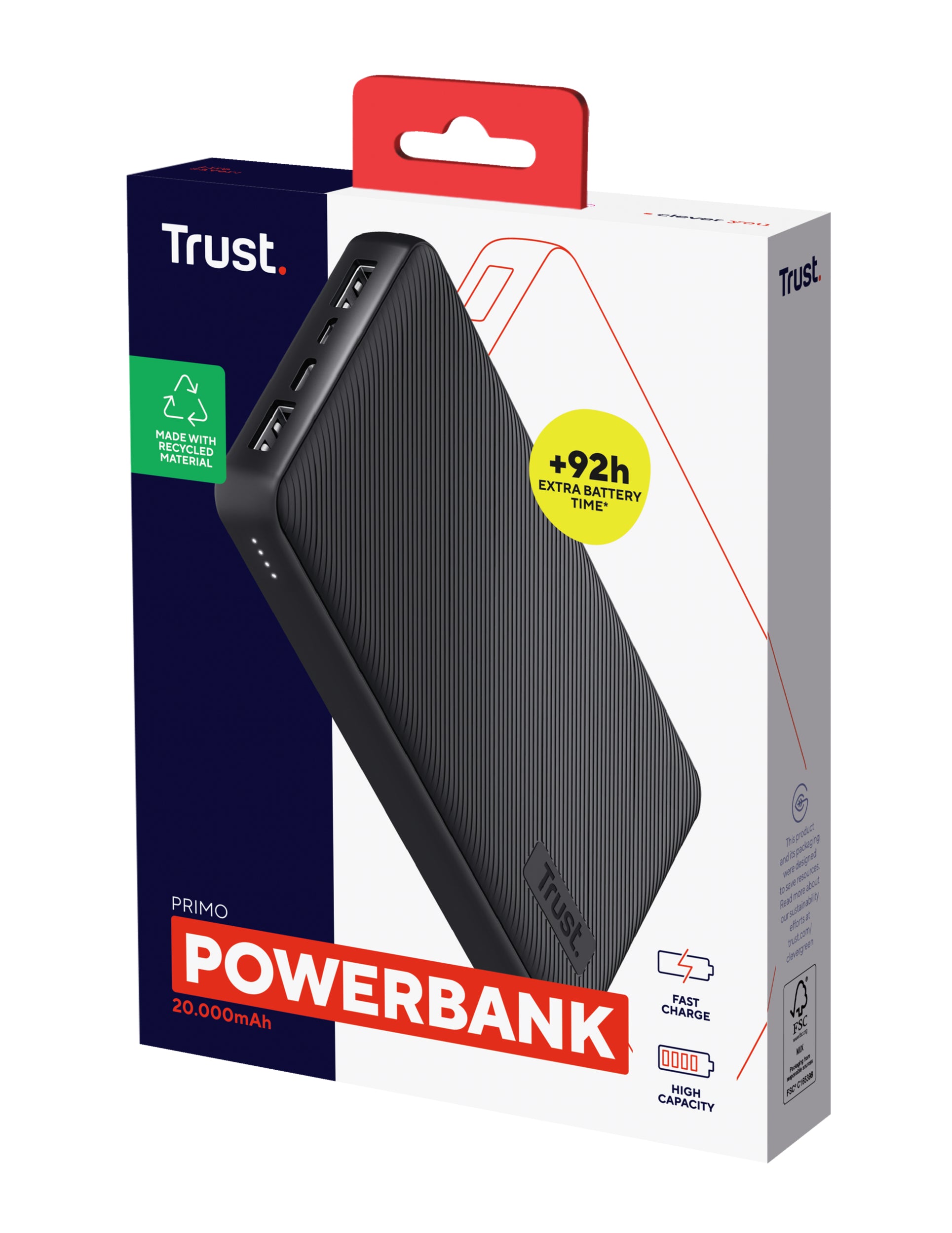  Ion (Li-Ion) 20000 mAh Svart Trust 24676 8713439246766 Basstationer   Primo www.electricalstuff.se ElectricalStuff.se   Trus