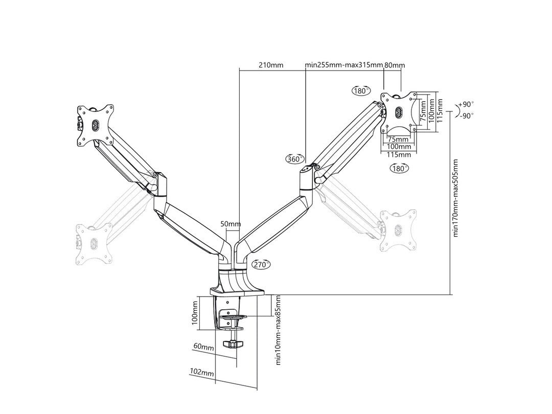  rackets 3286 fäste och ställ till bildskärm 68,6 cm (27") Bord Svart, Silver Multibrackets 3286 7350073733286 Fästen och Stä