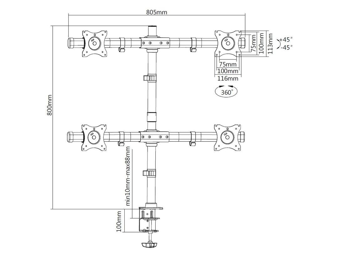  Bord Svart Multibrackets 3316 7350073733316 Fästen och Ställ till Bildskärmar   3316 www.electricalstuff.se ElectricalStuff.