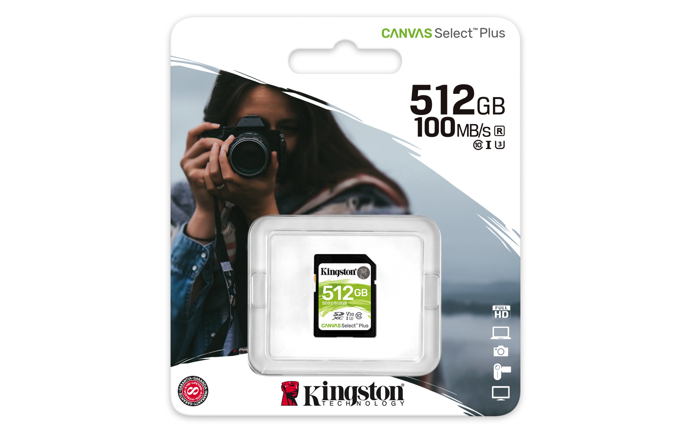  gston Technology Canvas Select Plus 512 GB SDXC UHS-I Klass 10 Kingston Technology SDS2/512GB 0740617298192|740617298192 Fla