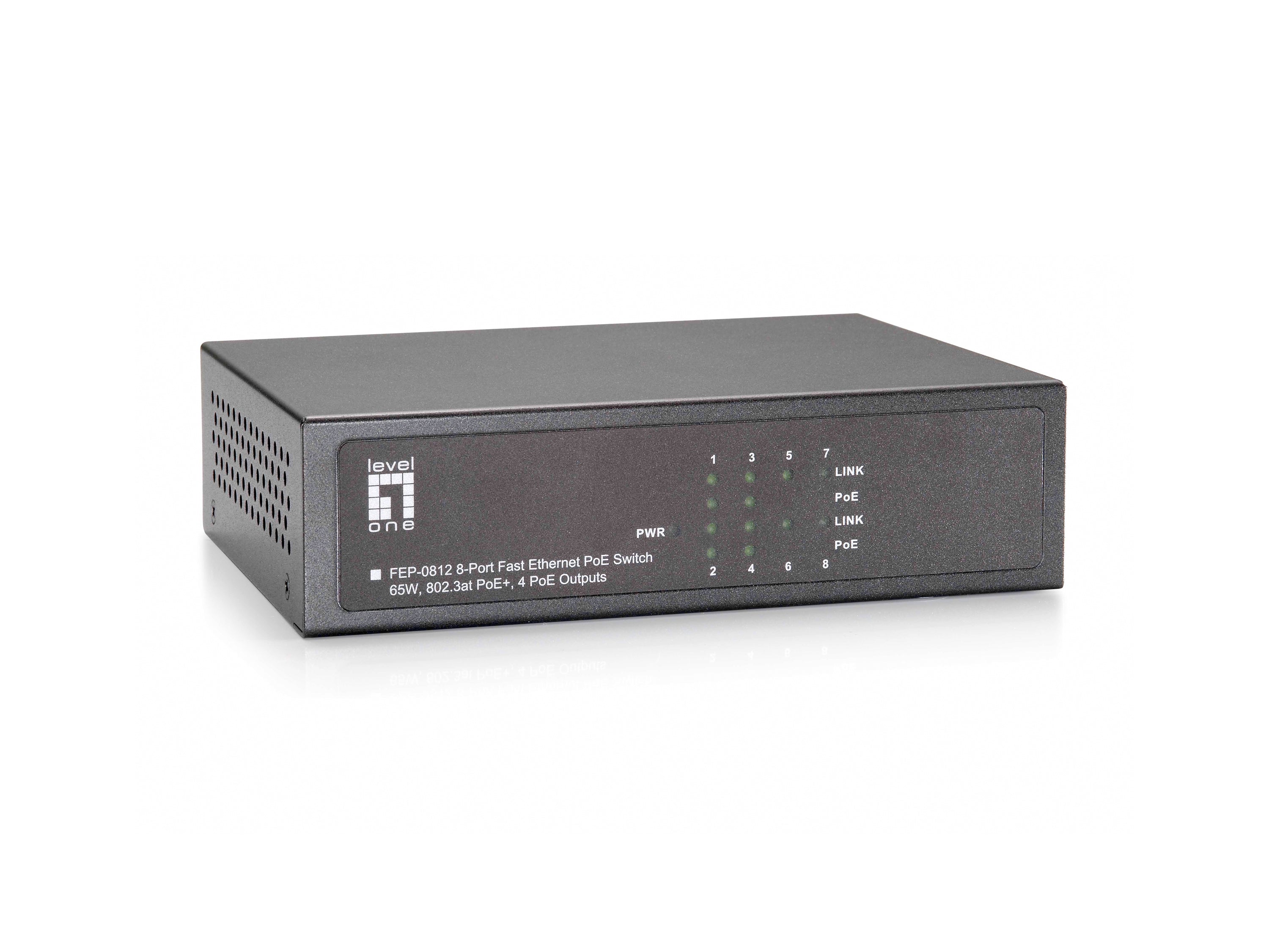  www.electricalstuff.se ElectricalStuff.se   LevelOne FEP-0812 nätverksswitchar Fast Ethernet (10/100) Strömförsörjning via E