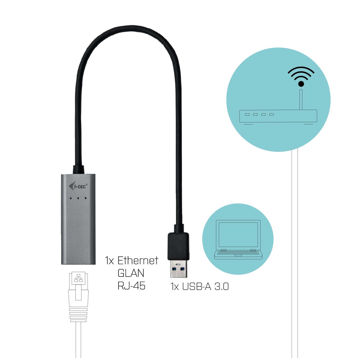  se   i-tec Metal U3METALGLAN nätverkskort Ethernet 1000 Mbit/s i-tec U3METALGLAN 8595611701863 Nätverkskort Metal  U3METALGL