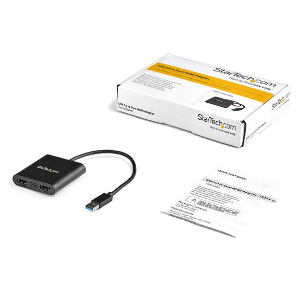  ff.se   StarTech.com USB 3.0 till dubbel HDMI-adapter - 1x 4K 30Hz och 1x 1080p - Externt video- och grafikkort - USB Type-A