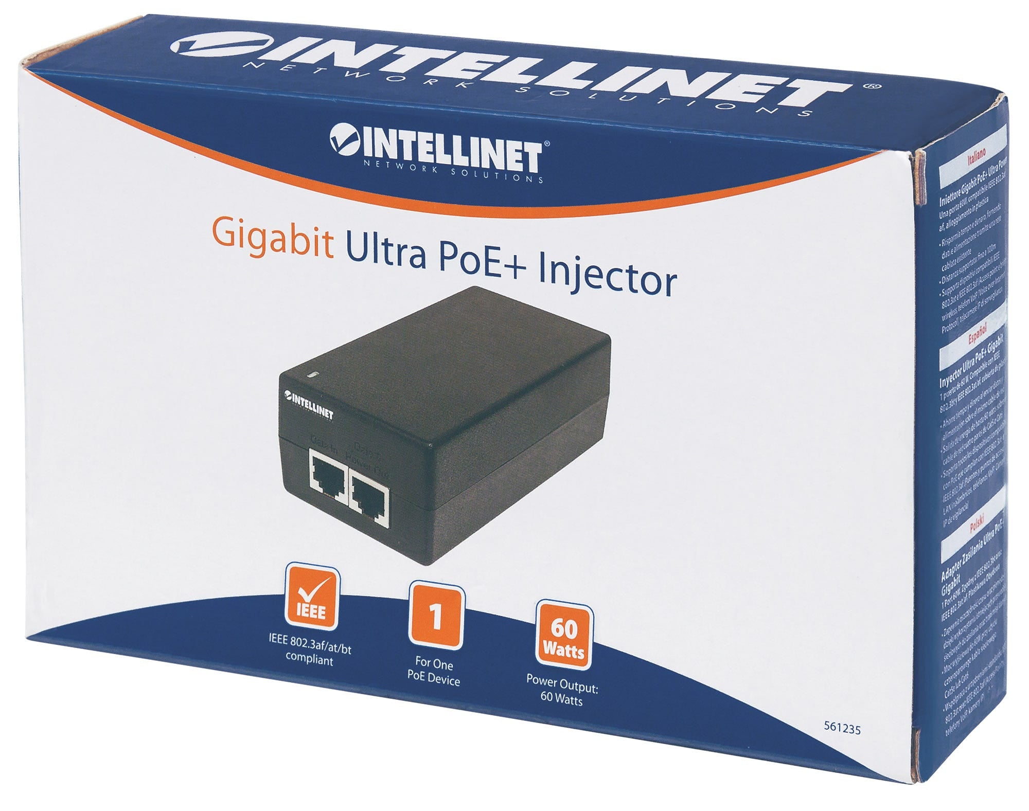  ellinet 561235 PoE-adapters Gigabit Ethernet 48 V Intellinet 561235 0766623561235|766623561235 PoE-Adapters   561235 www.ele