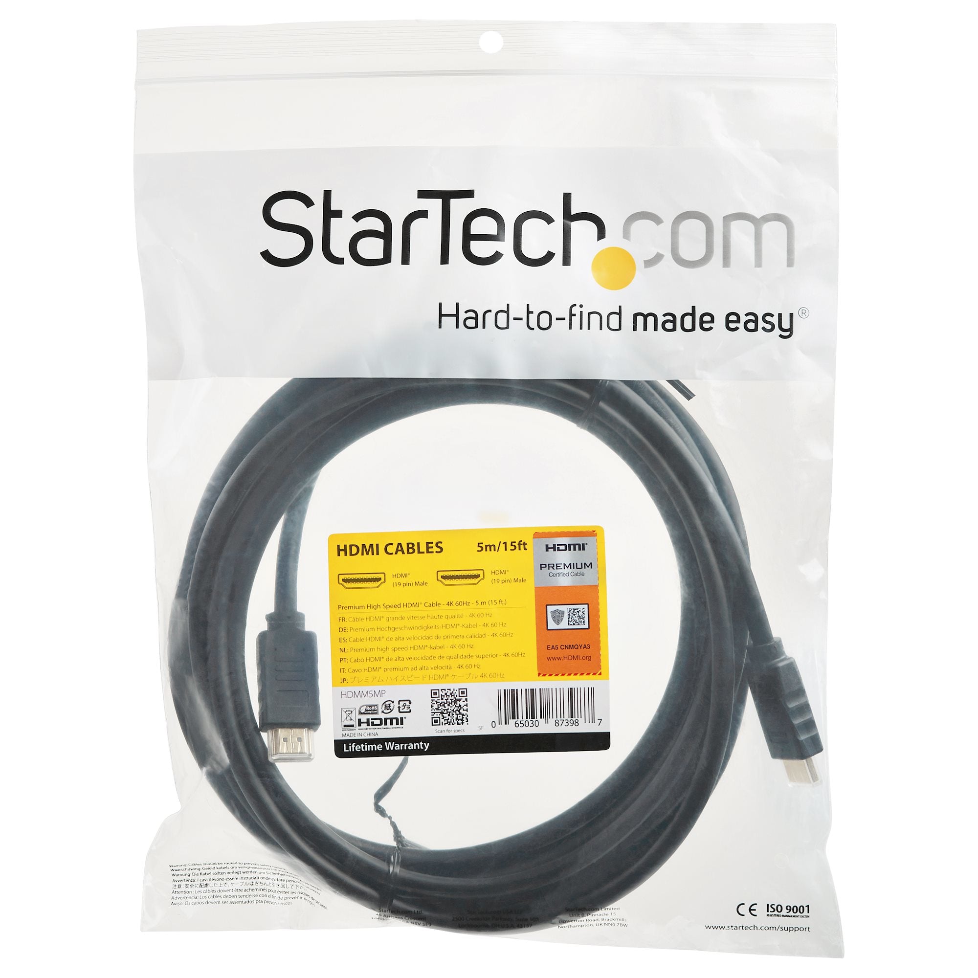  w.electricalstuff.se ElectricalStuff.se   StarTech.com Premium Höghastighets HDMI-kabel med Ethernet - 4K 60 Hz - 5 m StarTe