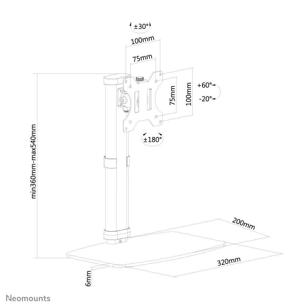  lStuff.se   Neomounts FPMA-D890BLACK fäste och ställ till bildskärm 76,2 cm (30") Bord Svart Neomounts FPMA-D890BLACK 871737