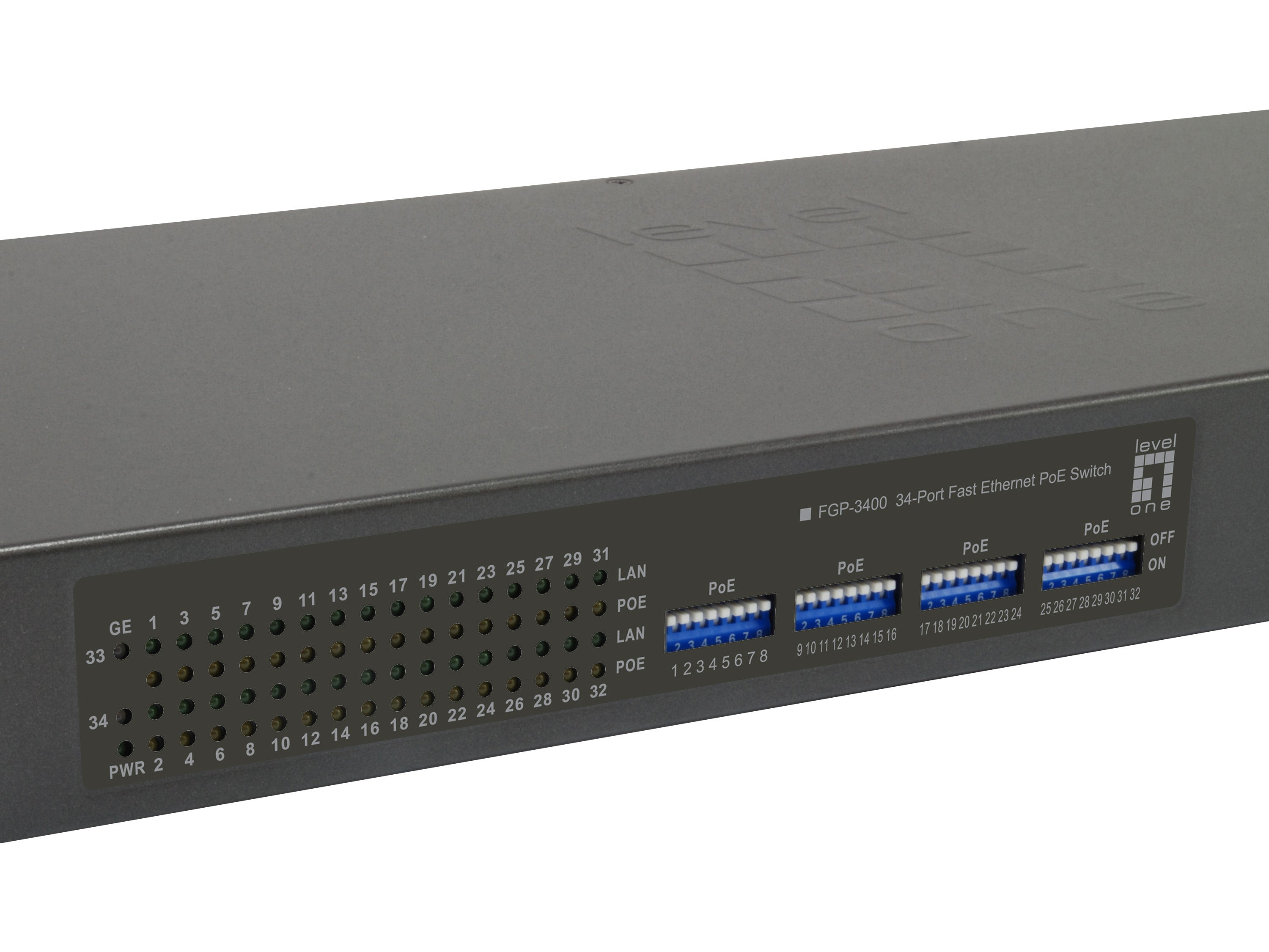  rsörjning via Ethernet (PoE) stöd Svart LevelOne FGP-3400W250 4015867203248 Nätverksswitchar   FGP-3400W250 www.electricalst