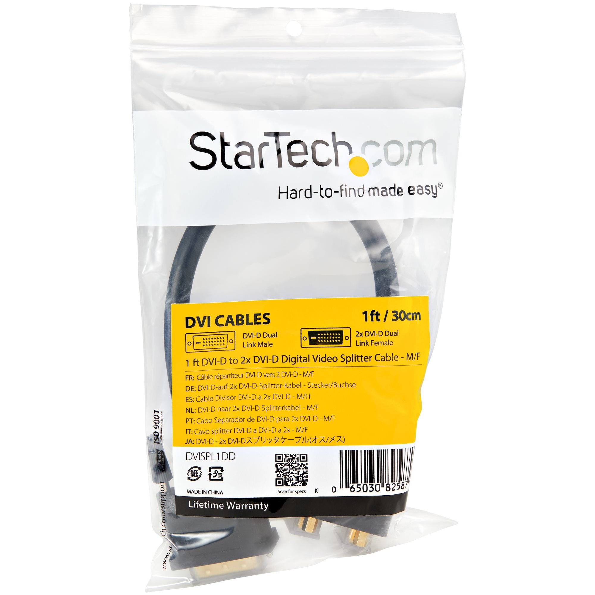 tter kabel – M/F StarTech.com DVISPL1DD 0065030825870|065030825870|5054533138612|5054484138617 DVI-Kablar   30 cm DVI-D till