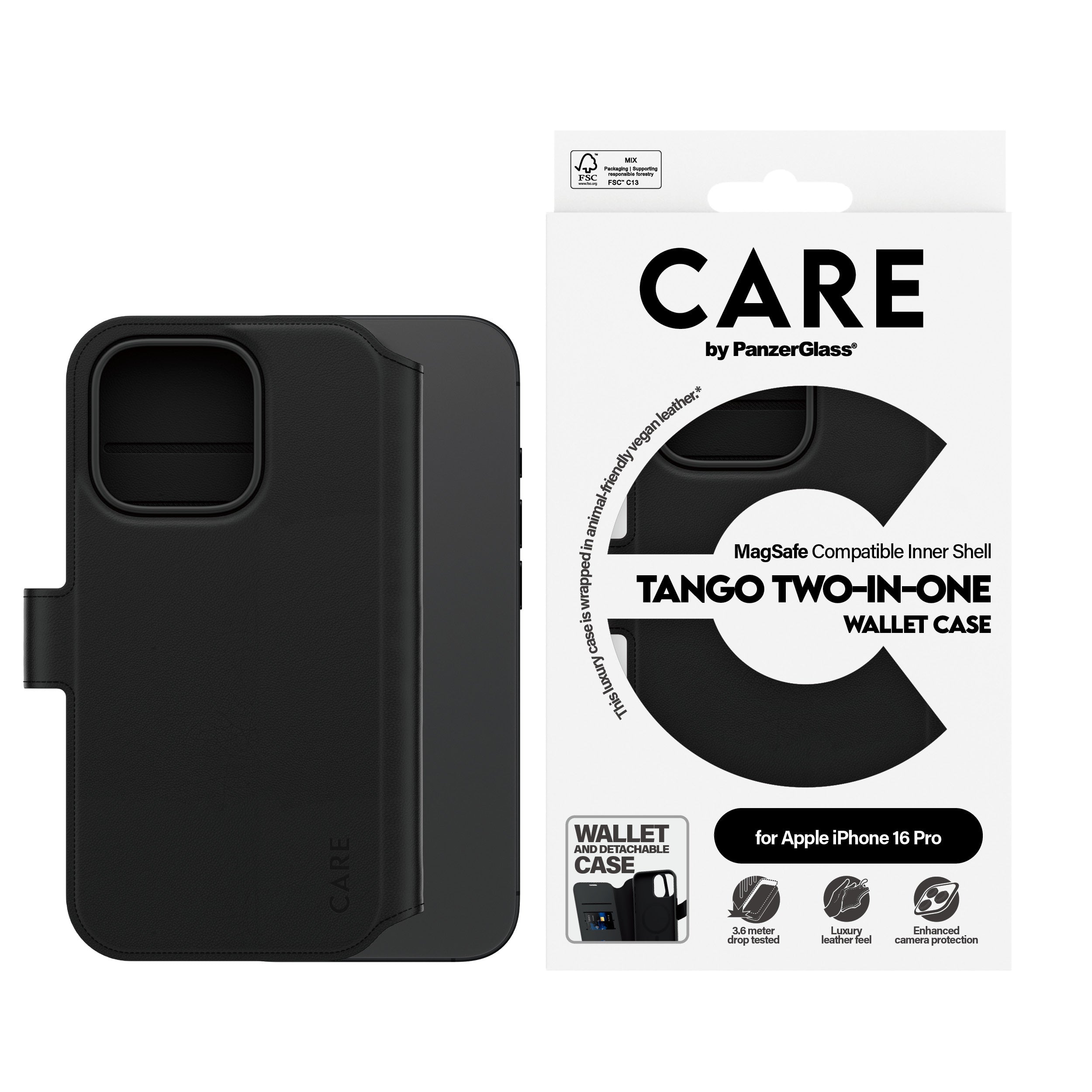  Transparent PanzerGlass 1330 5715685003929 Mobiltelefonfodral   CARE by PG Tango 2in1 wall iPhone16P 6.3 www.electricalstuff
