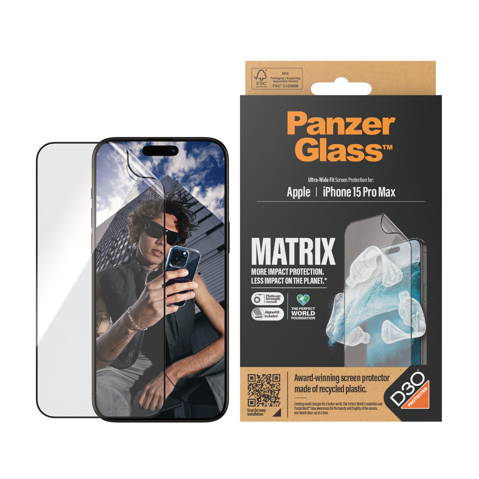  ck PanzerGlass 2820 5711724028205 Skärm- och Baksidesskydd till Mobiltelefoner   UWF Matrix with D30 (Rec. PET) www.electric