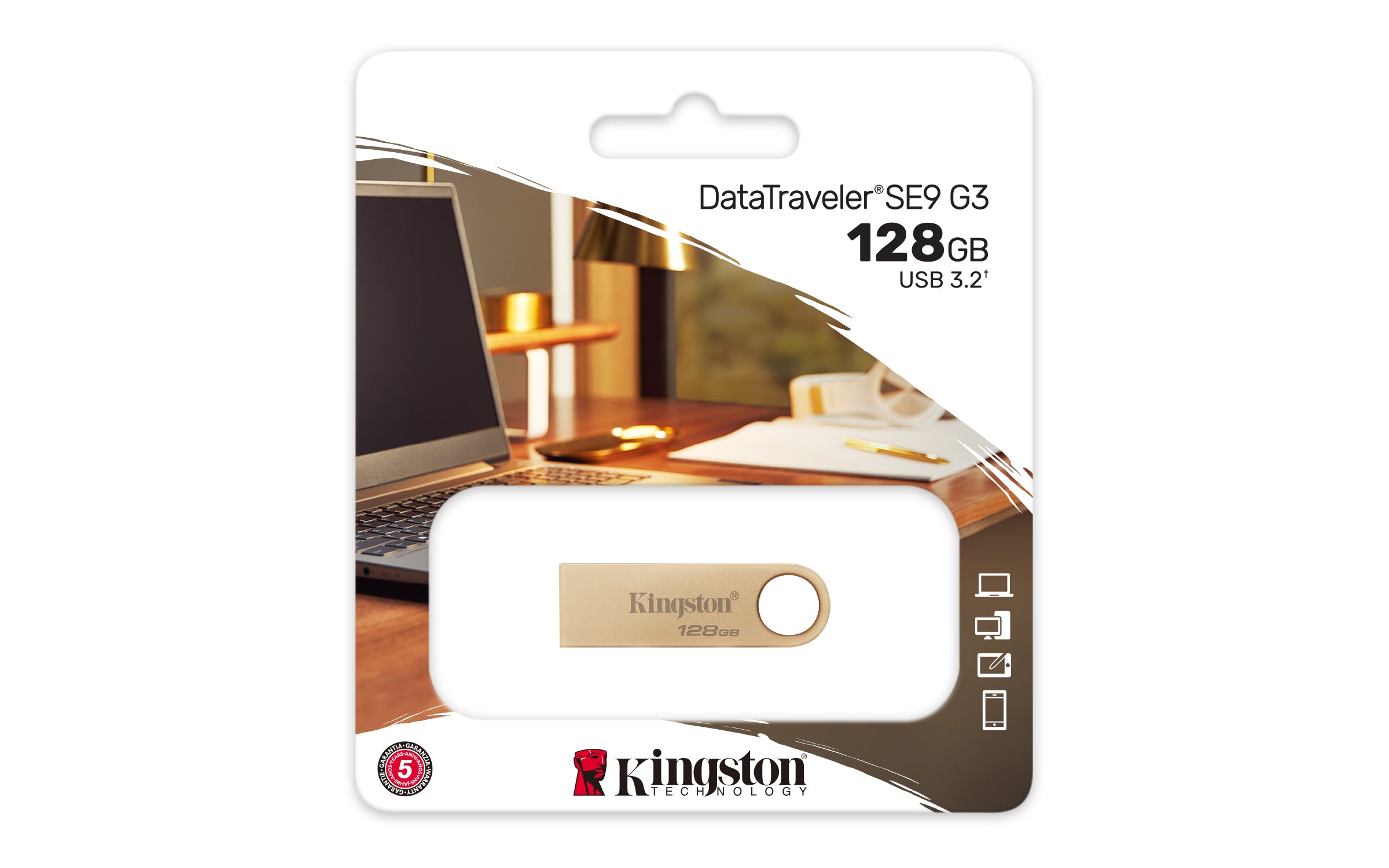  icalStuff.se   Kingston Technology DataTraveler SE9 G3 USB-sticka 128 GB USB Type-A 3.2 Gen 1 (3.1 Gen 1) Guld Kingston Tech