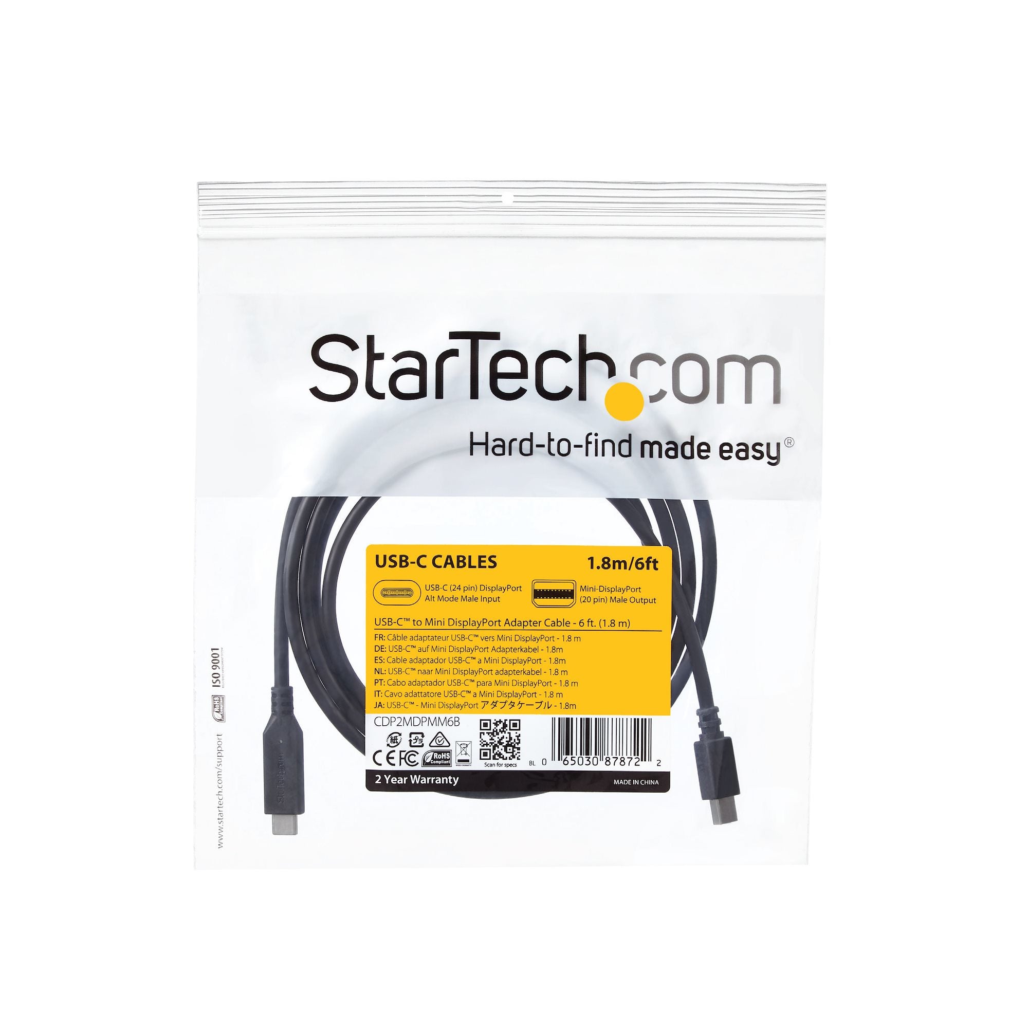  lectricalstuff.se ElectricalStuff.se   StarTech.com 1,8 m USB-C till Mini DisplayPort-kabel - 4K 60Hz - Svart StarTech.com C