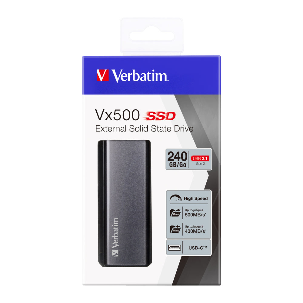  B Type-C 3.2 Gen 2 (3.1 Gen 2) Silver Verbatim 47442 0023942474425|023942474425 Externa SSD-Hårddiskar   Vx500 www.electrica