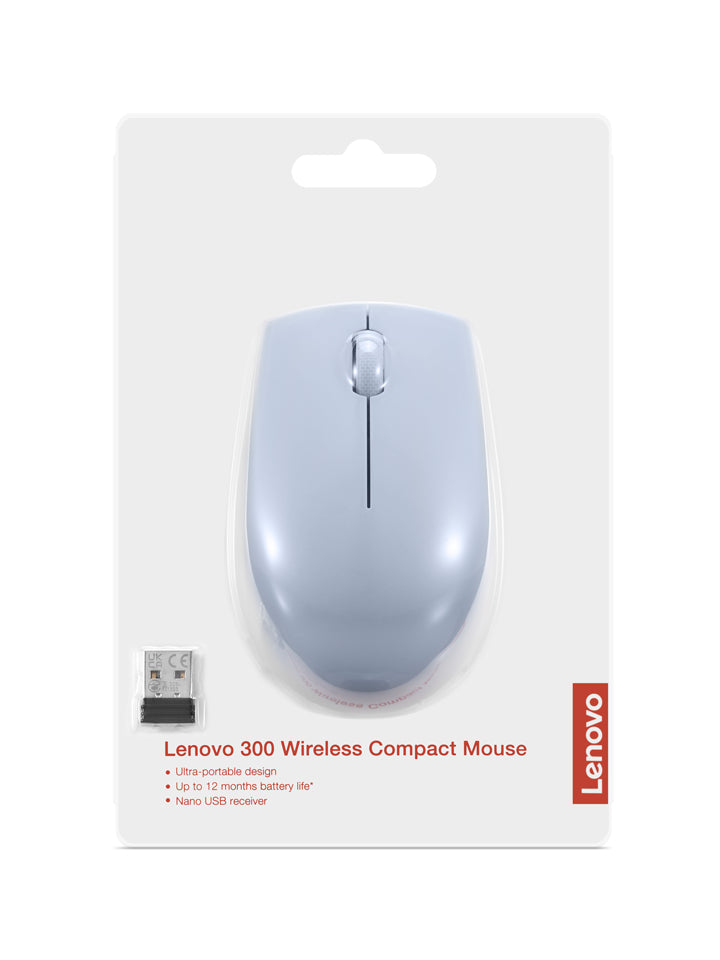   Lenovo 300 Wireless Compact Maus Kabellos Optisch Blau 3 Tasten 1000 dpi datormöss Kontor Ambidextrous RF Trådlös Optisk Le