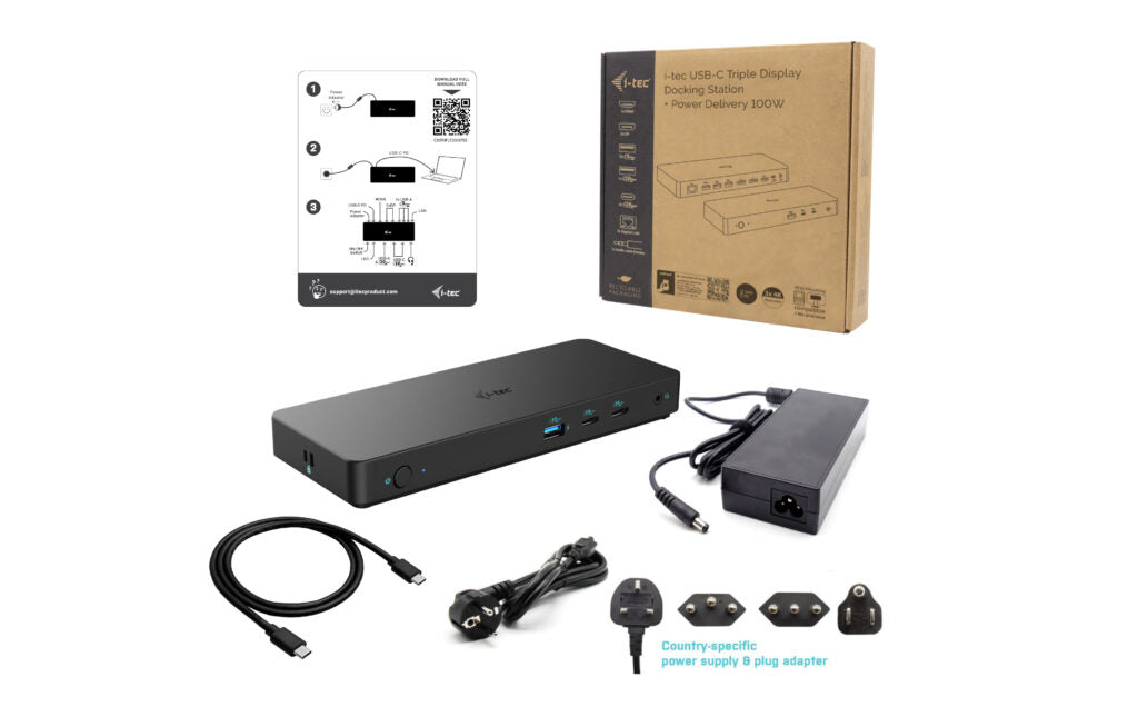  atorer Kabel USB 3.2 Gen 1 (3.1 Gen 1) Type-C Svart i-tec C31TRIPLEDOCKPDPRO2 8595611706592|5715063315927 Dockningsstationer