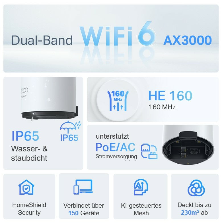  1ax) Vit 1 Intern TP-Link DECO X50-OUTDOOR(1-PACK) 4897098688564|4897098688571|0840030708565|840030708565 Mesh Wi-Fi-system 
