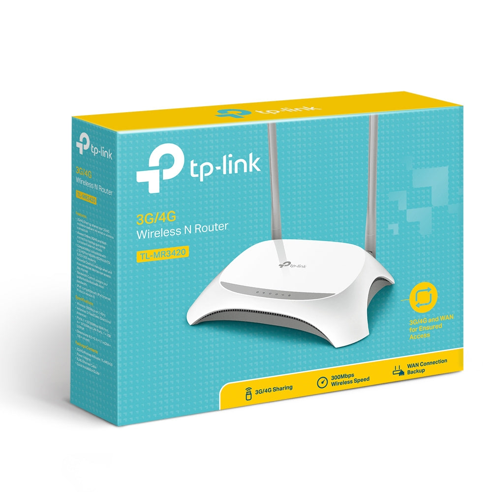   router Snabb Ethernet Singel-band (2,4 GHz) Svart, Vit TP-Link TL-MR3420 6935364051495|0854587033407|854587033407 Trådlösa 