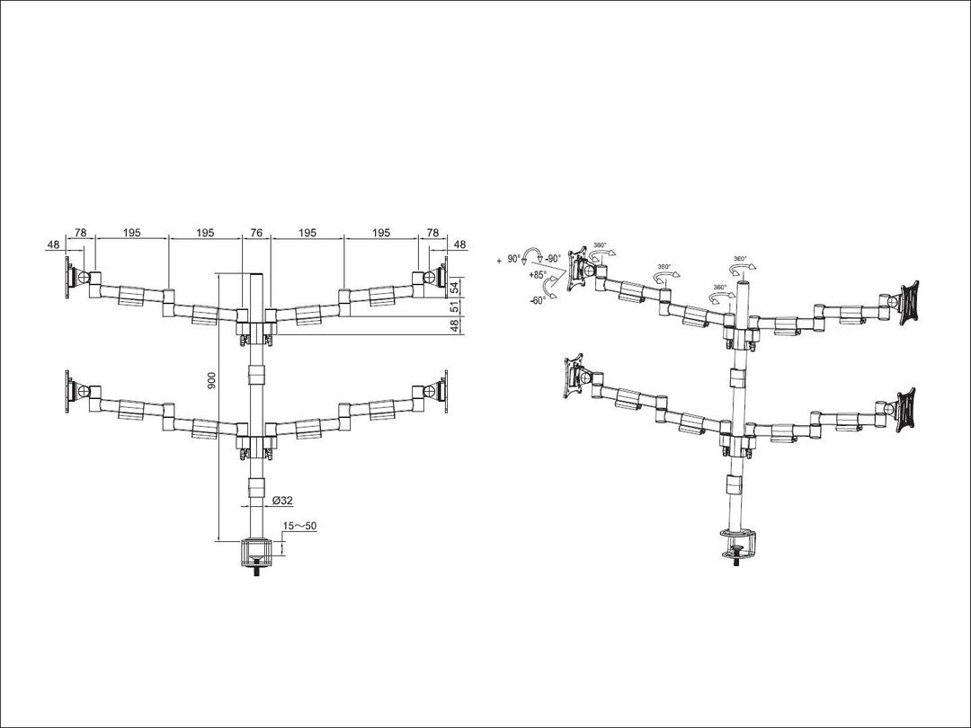  e   Multibrackets 5891 fäste och ställ till bildskärm 76,2 cm (30") Bord Svart Multibrackets 5891 7350073735891 Fästen och S