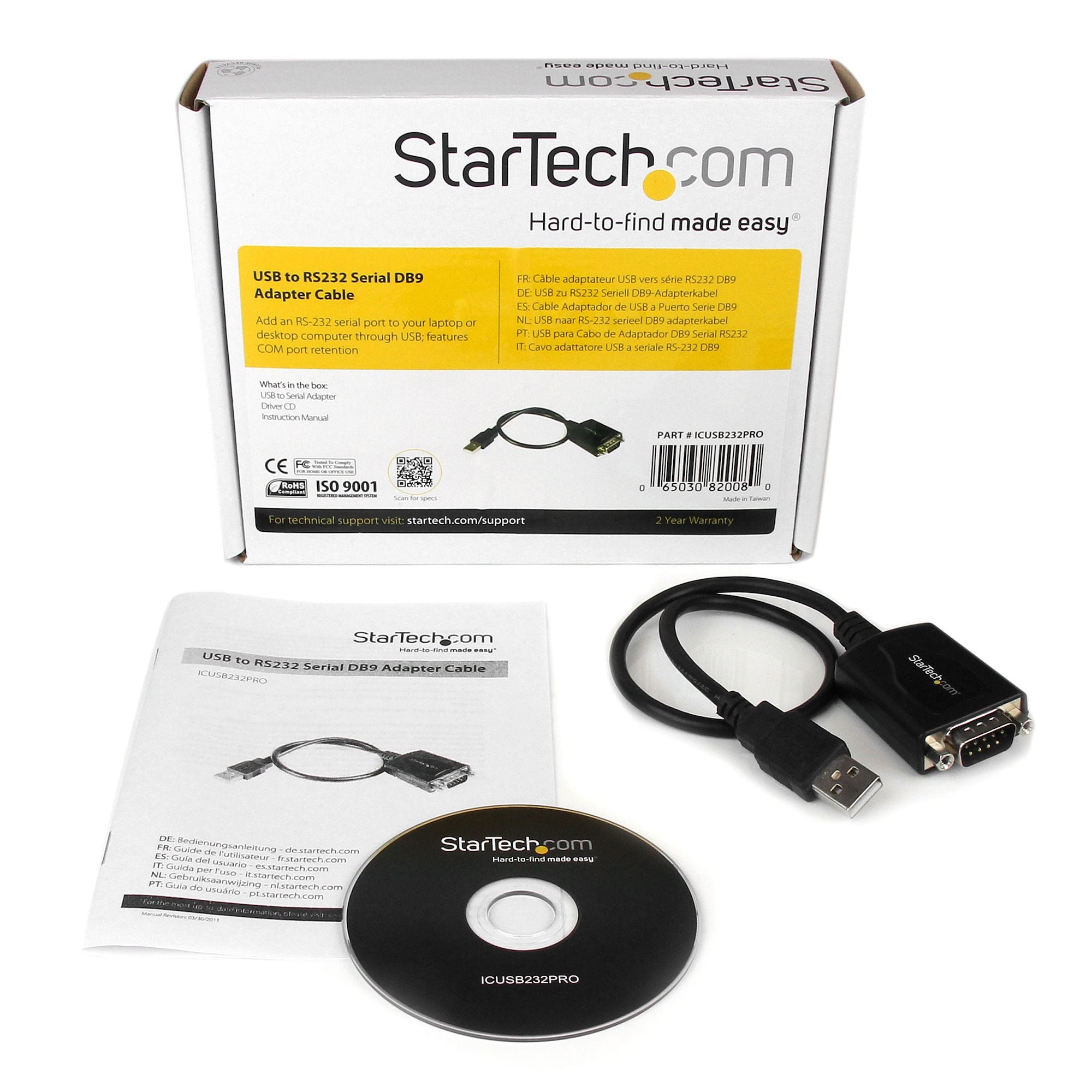  dapter med COM-retention StarTech.com ICUSB232PRO 0065030820080|065030820080|5054484050629 Nätverkskort/Adapters   30 cm USB