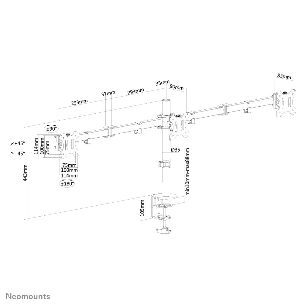  icalstuff.se ElectricalStuff.se   Neomounts FPMA-D550D3BLACK fäste och ställ till bildskärm 68,6 cm (27") Bord Svart Neomoun