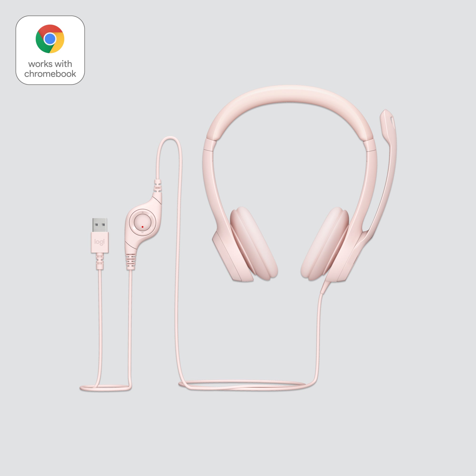  Kontor/callcenter USB Type-A Rosa Logitech 981-001281 5099206107298 Hörlurar och Headsets   H390 www.electricalstuff.se Elec