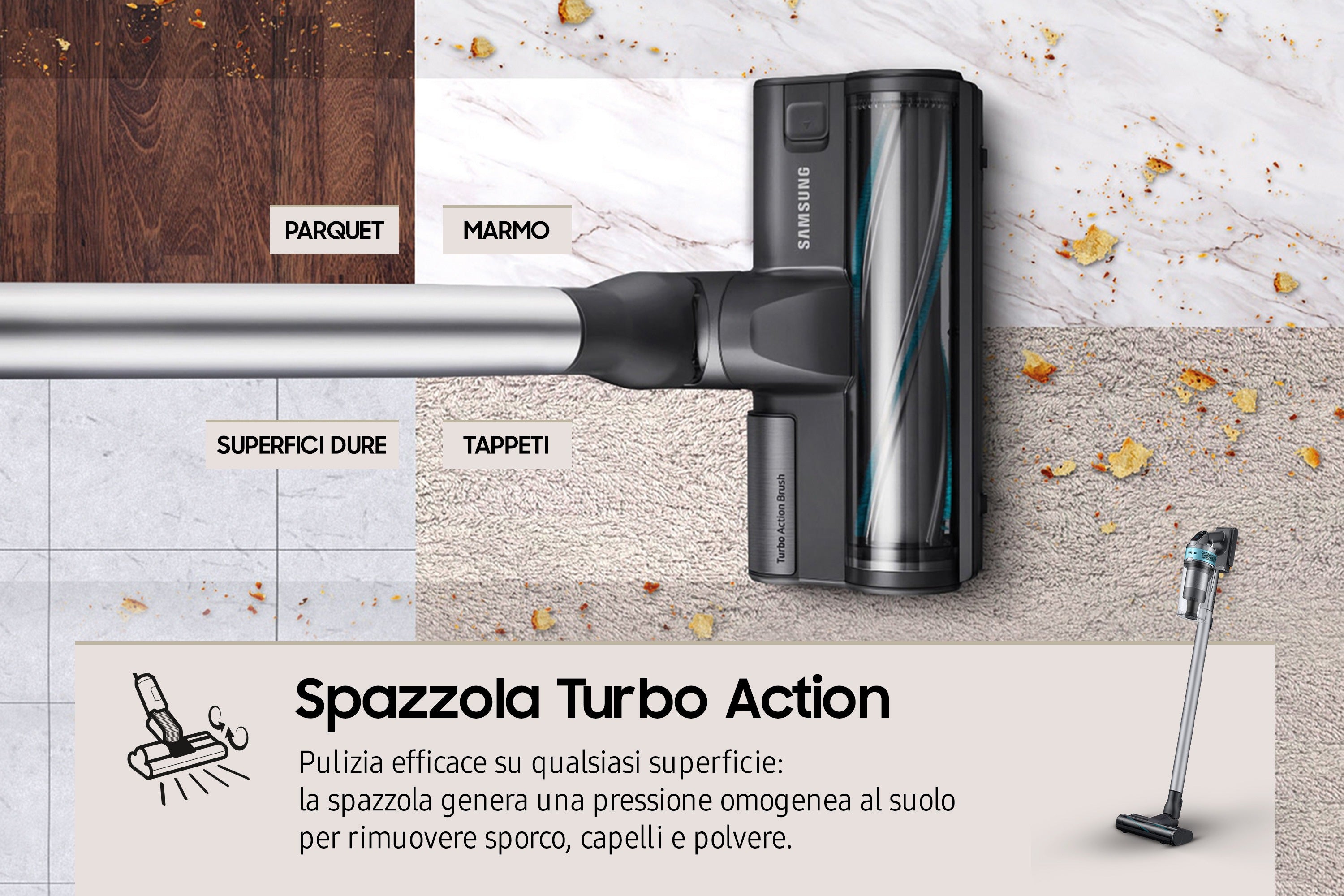     Samsung VS20B75AGR1 2-in-1 stick vacuum Batteri Torr Utan påse 550 W Svart, Mintfärgad Samsung VS20B75AGR1/WA 88060951088