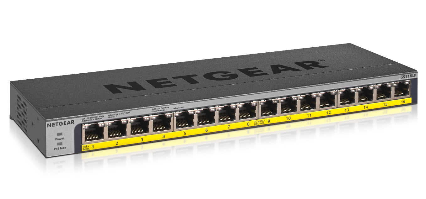  www.electricalstuff.se ElectricalStuff.se   NETGEAR GS116LP Ohanterad Gigabit Ethernet (10/100/1000) Strömförsörjning via Et