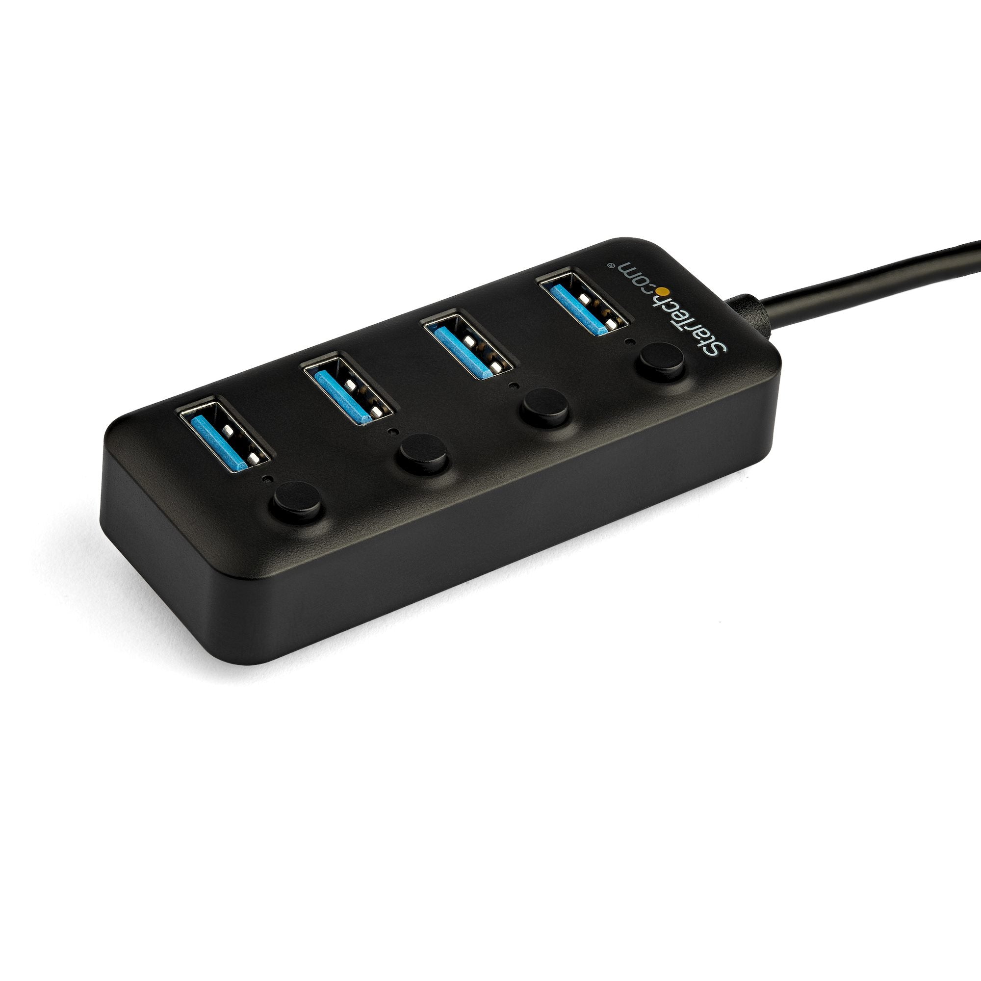  individuella switchar för portar - USB 3.2 gen. 1 med SuperSpeed 5 Gbit/s - USB-bussdriven - Bärbar - Ansluten kabel på 10" 