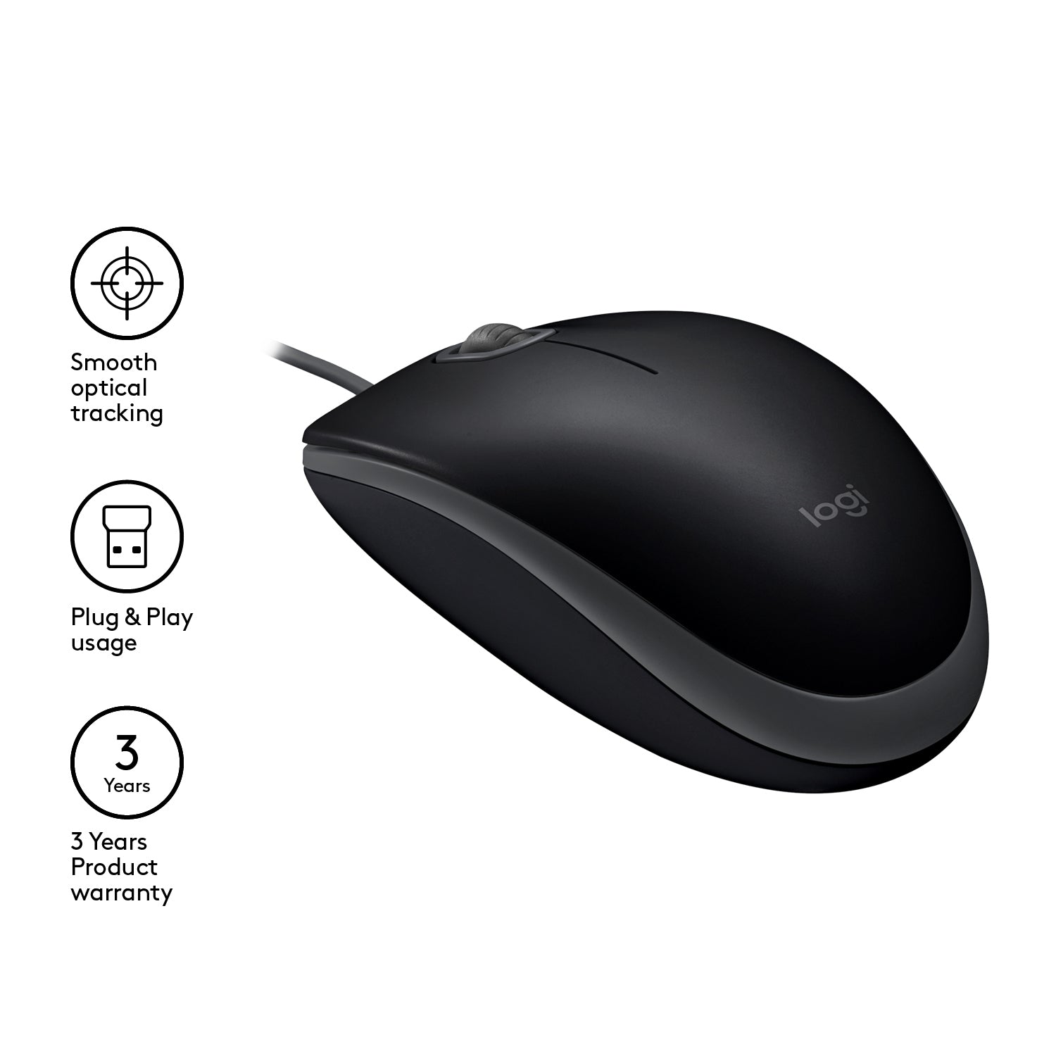  or Ambidextrous USB Type-A Optisk 1000 DPI Logitech 910-005508 5099206080539 Datormöss   B110 Silent www.electricalstuff.se 