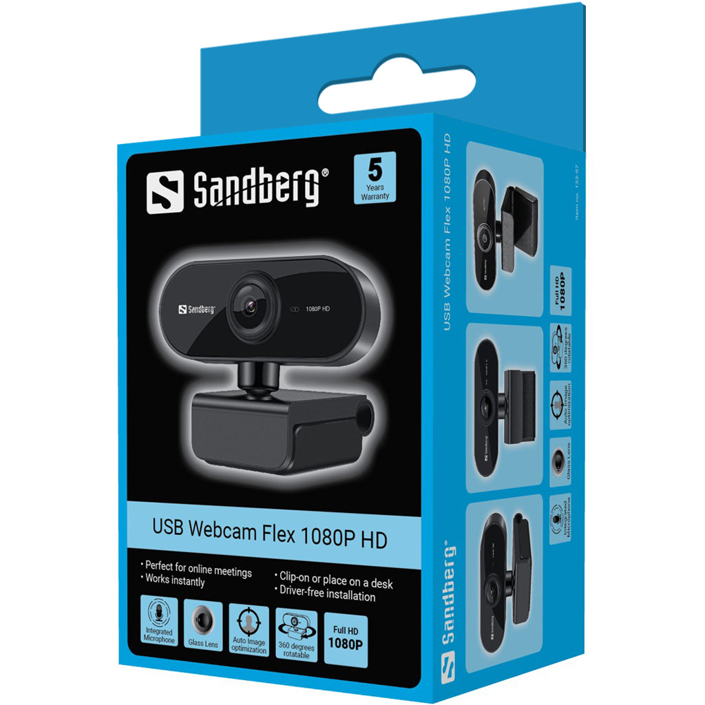  SB Webcam Flex 1080P HD Sandberg 133-97 5705730133978 Webbkameror   USB Webcam Flex 1080P HD www.electricalstuff.se Electric