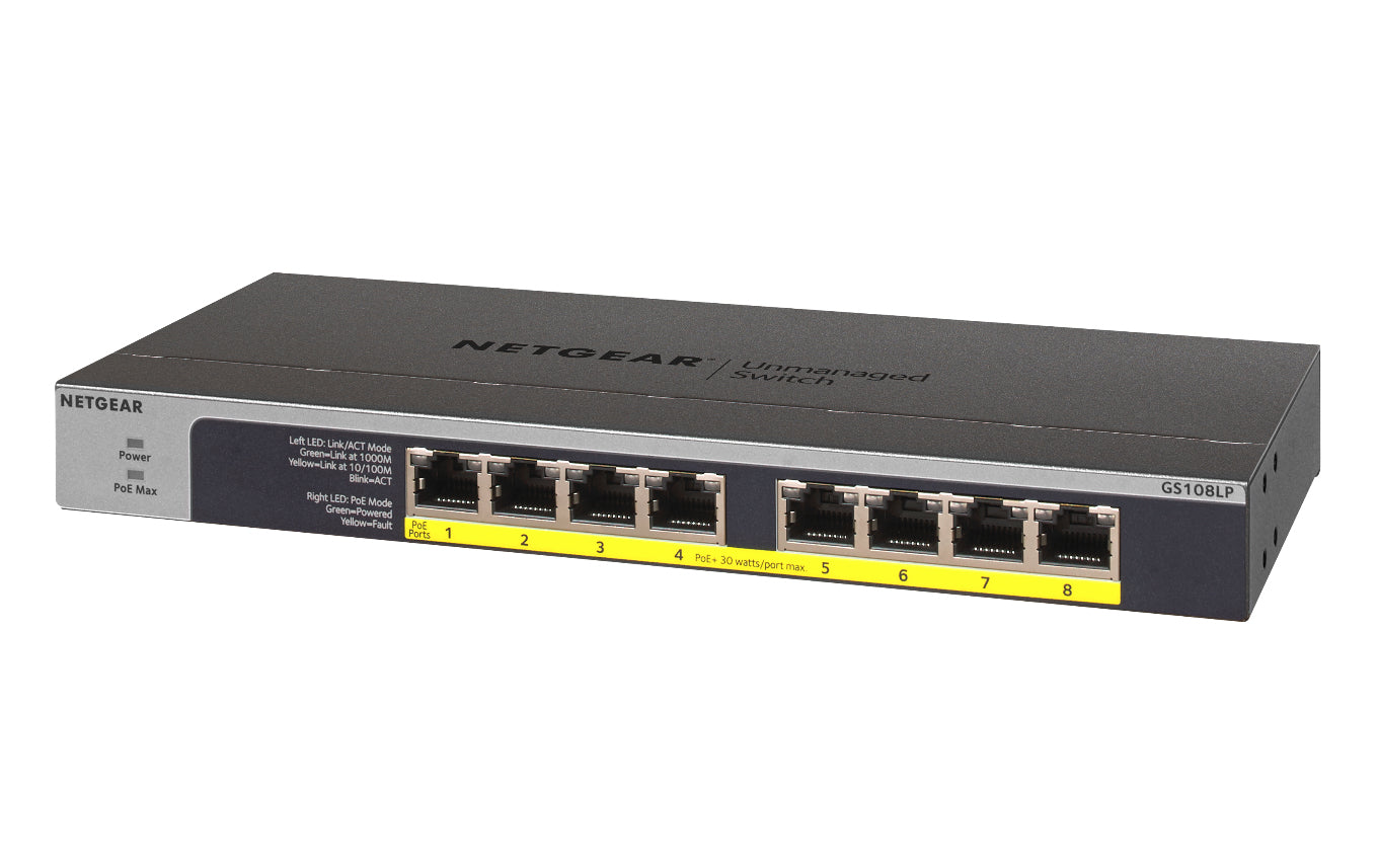  töd 1U Svart, Grå NETGEAR GS108LP-100EUS 0606449134971|606449134971 Nätverksswitchar   GS108LP www.electricalstuff.se Electr