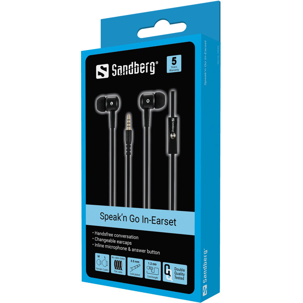   Hörlurar och Headsets   Speak’n Go In-Earset Black www.electricalstuff.se ElectricalStuff.se   Sandberg Speak’n Go In-Earse