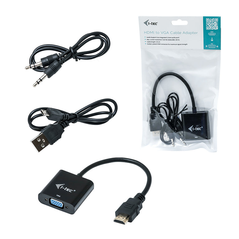  f.se   i-tec HDMI2VGAADA videokabeladapter 0,15 m HDMI VGA Svart i-tec HDMI2VGAADA 8595611702747 Videokabeladaptrar   HDMI2V
