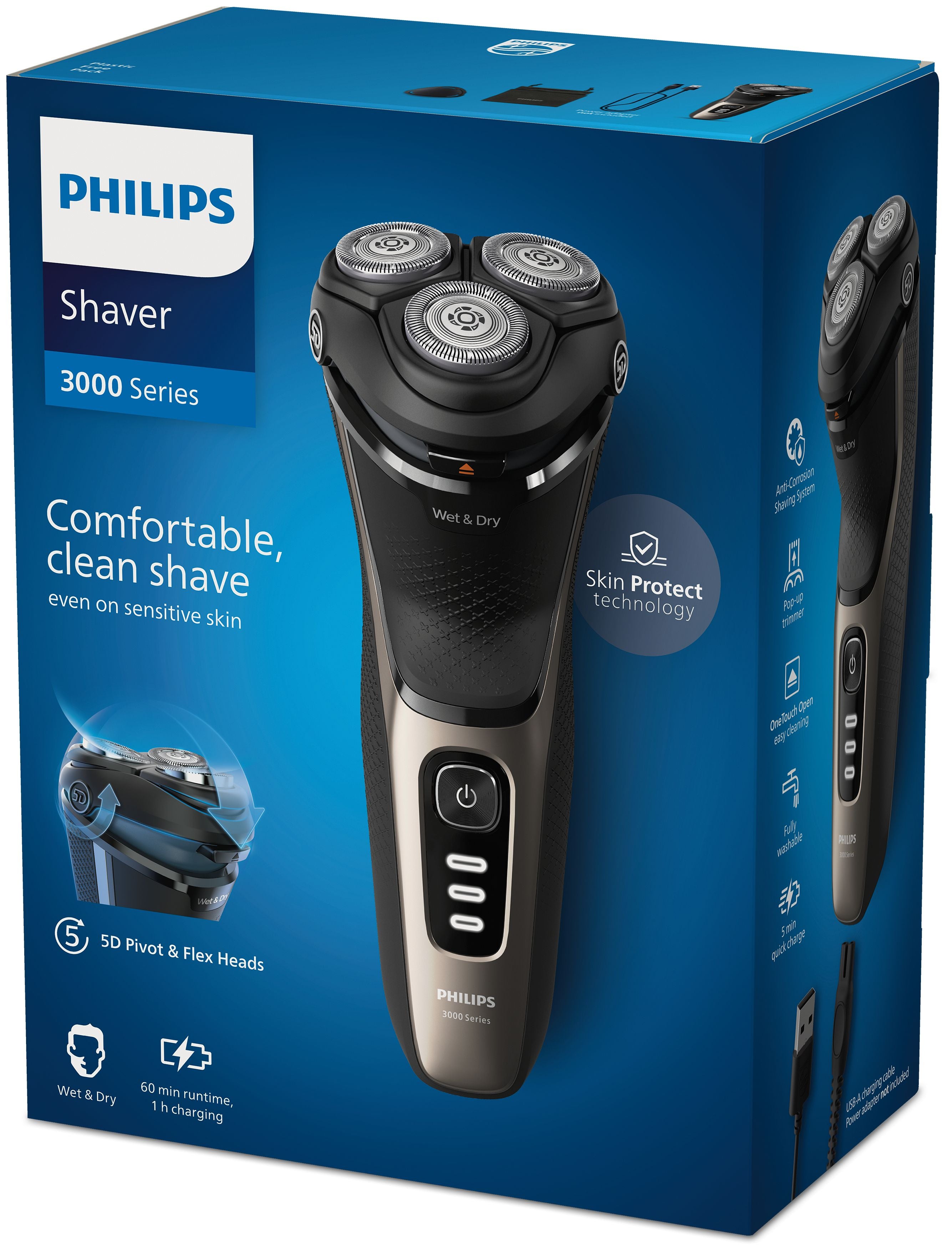  g Philips S3242/12 8720689018586 Rakapparater För Män   Shaver 3000 Series S3242/12 Elektrisk rakapparat för våt- och torrak