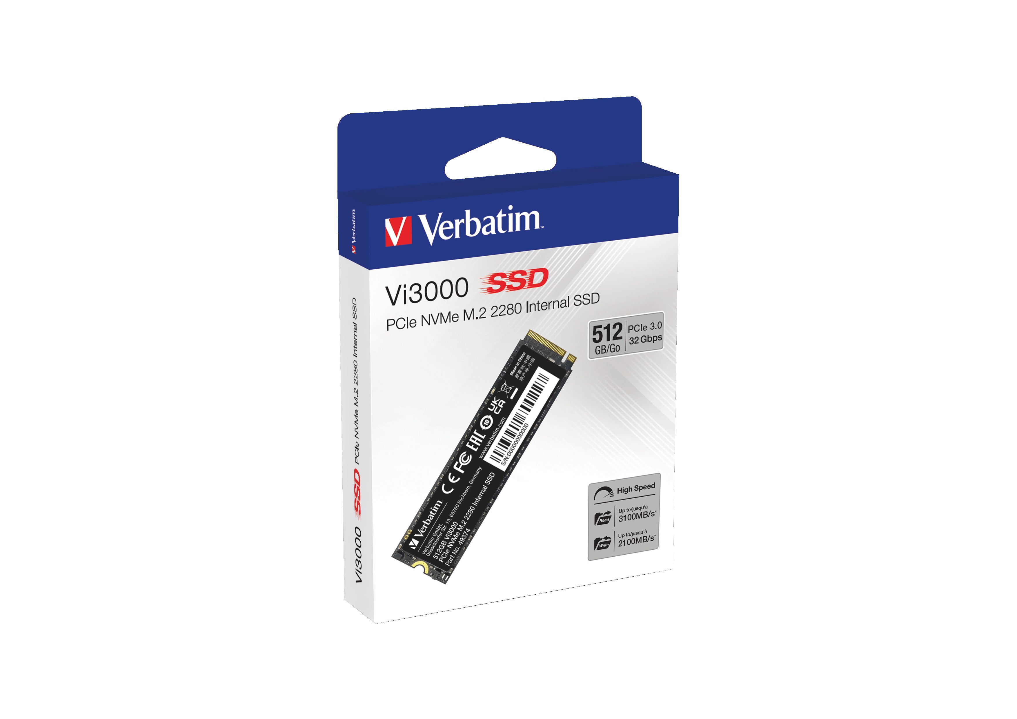  www.electricalstuff.se ElectricalStuff.se   Verbatim Vi3000 512 GB M.2 PCI Express 3.0 NVMe Verbatim 49374 0023942493747|023