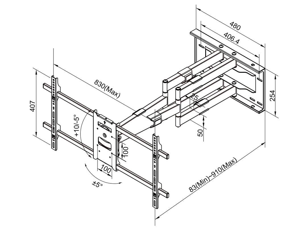  tibrackets 6546 7350073736546 TV-fästen   6546 www.electricalstuff.se ElectricalStuff.se   Multibrackets 6546 tv-fäste 2,03 