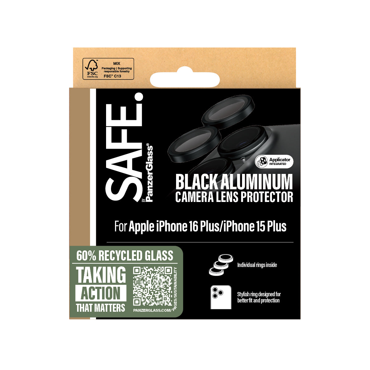  lk iPhone 16 6.1/6.7 PanzerGlass SAFE95890 5715685003042 Övrigt   SAFE by PG Cam Blk iPhone 16 6.1/6.7 www.electricalstuff.s